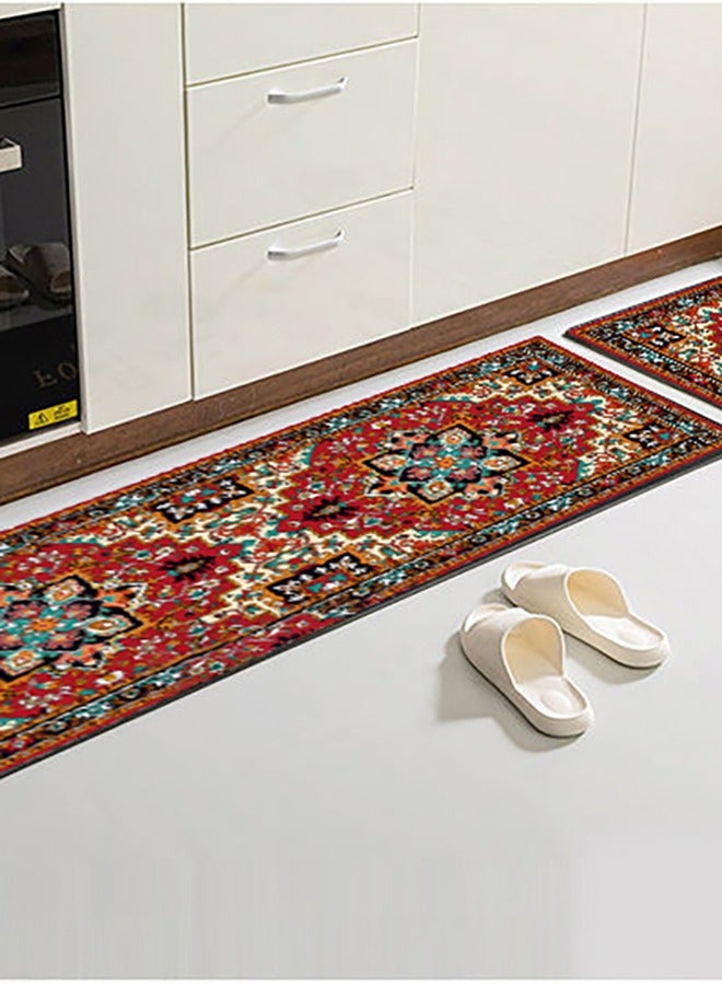 Arabest ﻿ 2-Piece Geometric Pattern Kitchen Floor Mat Set，40*60cm+40*120cm, Non-Slip Waterproof Kitchen Rug, Premium PVC Comfort Kitchen Mats and Rugs for Kitchen, Office, Home, Laundry(Red) - Image 4