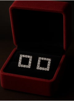Dar Women's Square Stud Earrings – Set of 2 – Elegant Rhinestone Design  - Image 1
