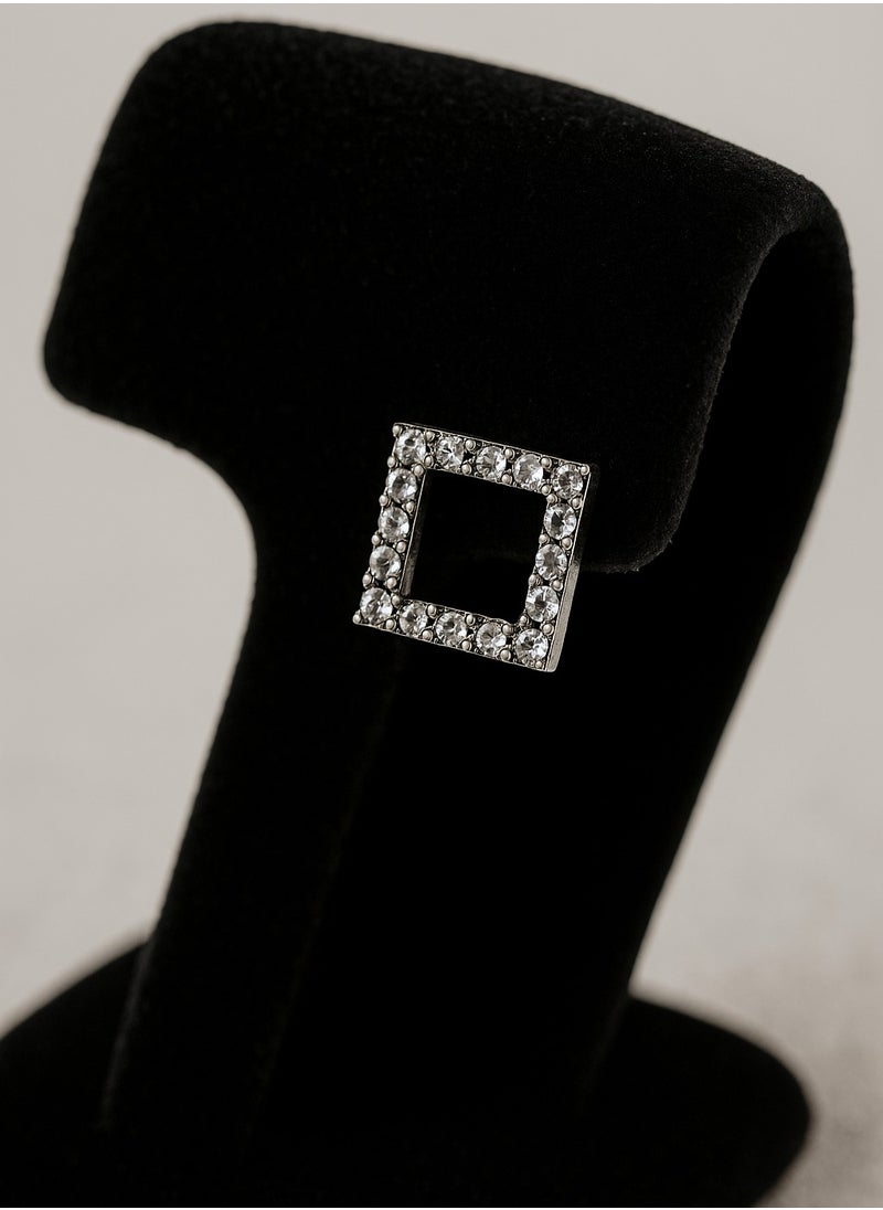 Dar Women's Square Stud Earrings – Set of 2 – Elegant Rhinestone Design  - Image 3