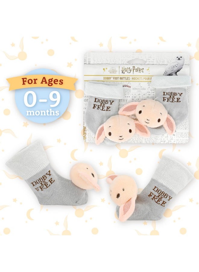 Kids Preferred - Harry Potter Dobby Baby Infant Rattle Socks With Dobby Plush Rattle And Dobby Is Free - Soft Baby Sock Feet Rattles Encourage Leaning Development Newborn To 9 Months - Image 1