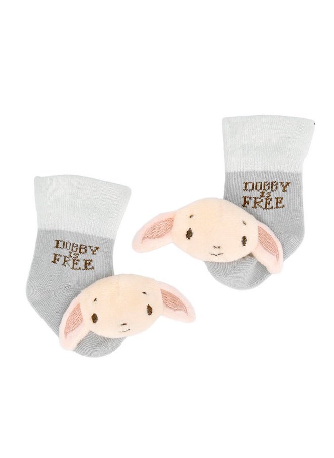 Kids Preferred - Harry Potter Dobby Baby Infant Rattle Socks With Dobby Plush Rattle And Dobby Is Free - Soft Baby Sock Feet Rattles Encourage Leaning Development Newborn To 9 Months - Image 1