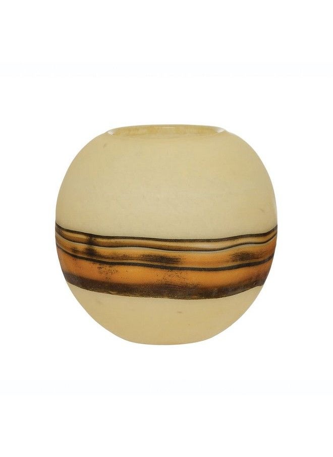 Creative Co-op Handblown Frosted Art Glass Multi Color Stripe Vase 6" L X 6" W X 5" H Yellow  - Image 2