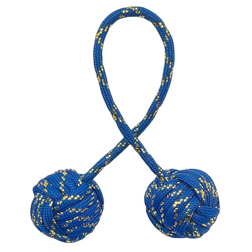 LXQQFUN Fidget Beads Skill Toys Fidget Toys Parachute Cord and Steel Beads Handmade Fidget Beads Beginners Worry Beads Portable EDC Leisure Toys Gold Blue - Image 1