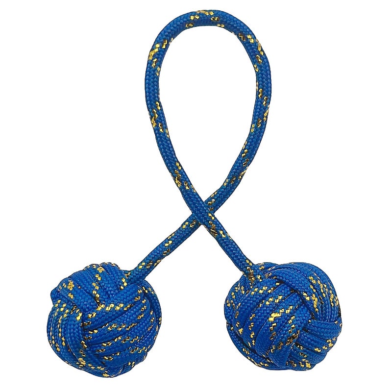 LXQQFUN Fidget Beads Skill Toys Fidget Toys Parachute Cord and Steel Beads Handmade Fidget Beads Beginners Worry Beads Portable EDC Leisure Toys Gold Blue - Image 2