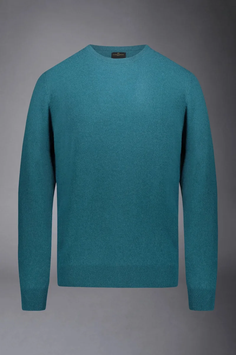 Doppelganger Blue Men's crew neck wool blend lambswool - Petrol for Men | Best Price UAE