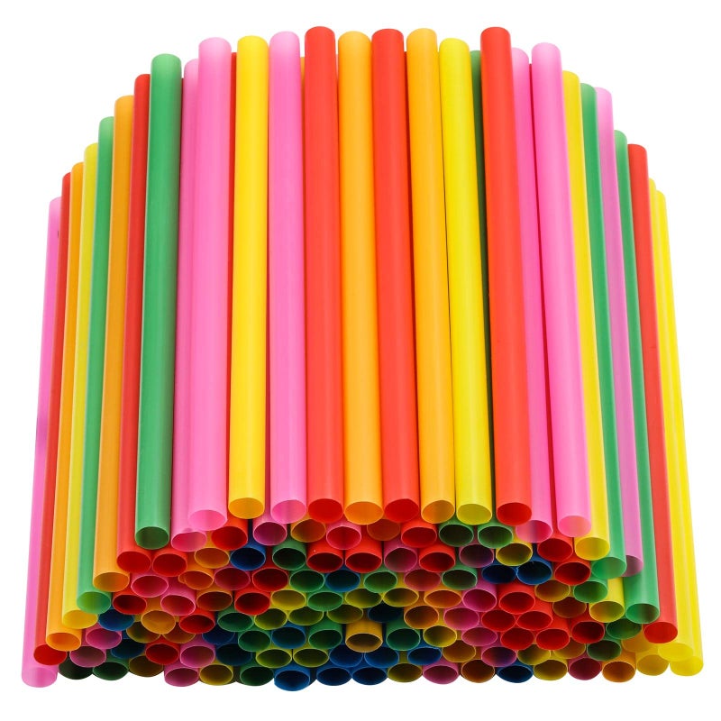 Tecbeauty 200PCS 83 inch Jumbo Smoothie StrawsColorful Disposable Plastic Large Widemouthed Straw