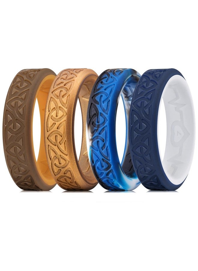 King Will Silicone Wedding Rings For Men, Rubber Wedding Bands with Celtic Knot Pattern, 8mm Wide 2.2mm Thick, 4 Colors, Comfort Fit Size 11 - Image 2