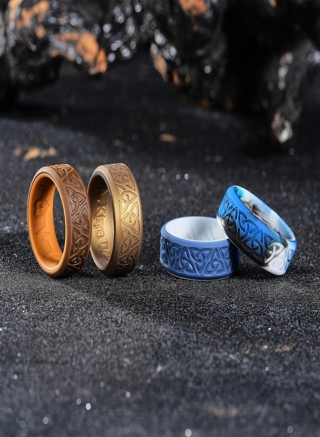 King Will Silicone Wedding Rings For Men, Rubber Wedding Bands with Celtic Knot Pattern, 8mm Wide 2.2mm Thick, 4 Colors, Comfort Fit Size 11 - Image 3