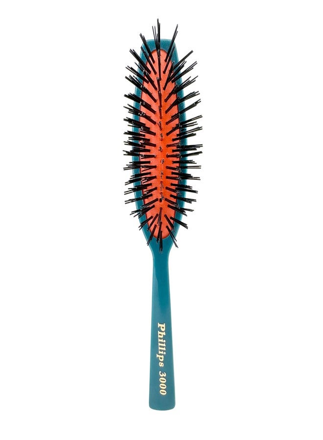 Phillips Brush 3000 Purse Size Cushion Hair Brush with Flower Design - Teal - Image 1
