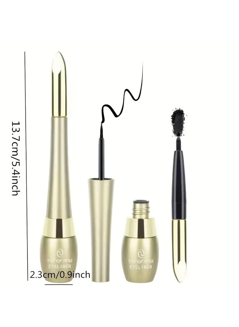 Hengfang Rich Black Liquid Eyeliner Pen Eyebrow Pencil  2 In 1 Easy Coloring Smudge Proof Slim Tip Eyeliner Pen  - Image 2