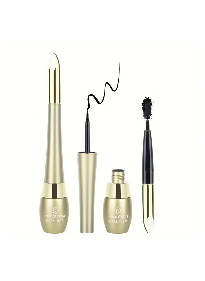 Hengfang Rich Black Liquid Eyeliner Pen Eyebrow Pencil  2 In 1 Easy Coloring Smudge Proof Slim Tip Eyeliner Pen  - Image 4