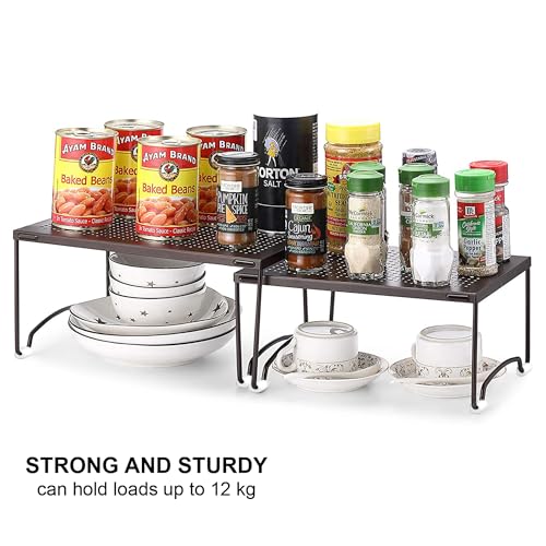 AMAZIO® Kitchen Dish Organizer Rack 13" x 9" | Metal Storage Shelves & Multipurpose Stand for Cabinets, Pantry & Countertops | Dish, Plate, Bowl & Mug Holder | Heavy Duty Stackable Rack (Pack of 2) - Image 5