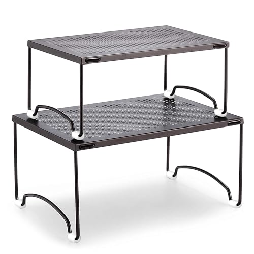 AMAZIO® Kitchen Dish Organizer Rack 13" x 9" | Metal Storage Shelves & Multipurpose Stand for Cabinets, Pantry & Countertops | Dish, Plate, Bowl & Mug Holder | Heavy Duty Stackable Rack (Pack of 2) - Image 1