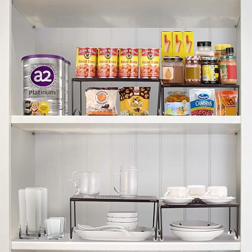 AMAZIO® Kitchen Dish Organizer Rack 13" x 9" | Metal Storage Shelves & Multipurpose Stand for Cabinets, Pantry & Countertops | Dish, Plate, Bowl & Mug Holder | Heavy Duty Stackable Rack (Pack of 2) - Image 4