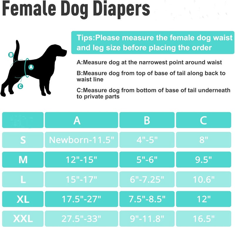 ZINGTERRA 3Pack Dog Diapers Female,Washable Diaper for Doggie,Highly Absorbent Reusable Dog Diaper,Adjustable Leakproof Puppy Girl Dog Diapers for Heat,Incontinence,Period Doggy Nappies - Image 2