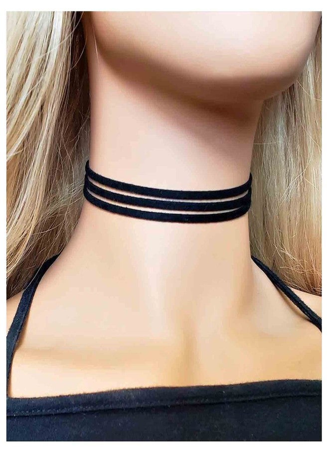 Yheakne Boho Layered Leather Choker Necklace Black Suede Choker Necklace Short Velvet Necklaces Vintage Punk Necklace Jewelry for Women - Image 2