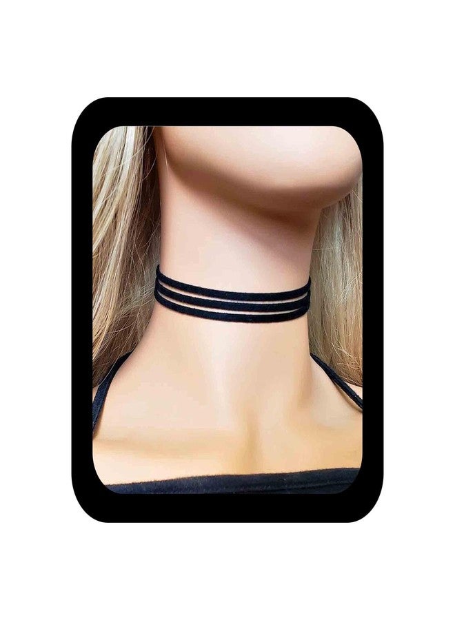 Yheakne Boho Layered Leather Choker Necklace Black Suede Choker Necklace Short Velvet Necklaces Vintage Punk Necklace Jewelry for Women - Image 1