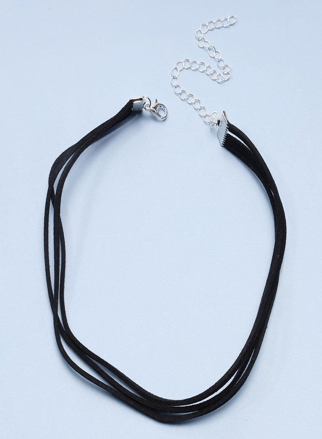 Yheakne Boho Layered Leather Choker Necklace Black Suede Choker Necklace Short Velvet Necklaces Vintage Punk Necklace Jewelry for Women - Image 4