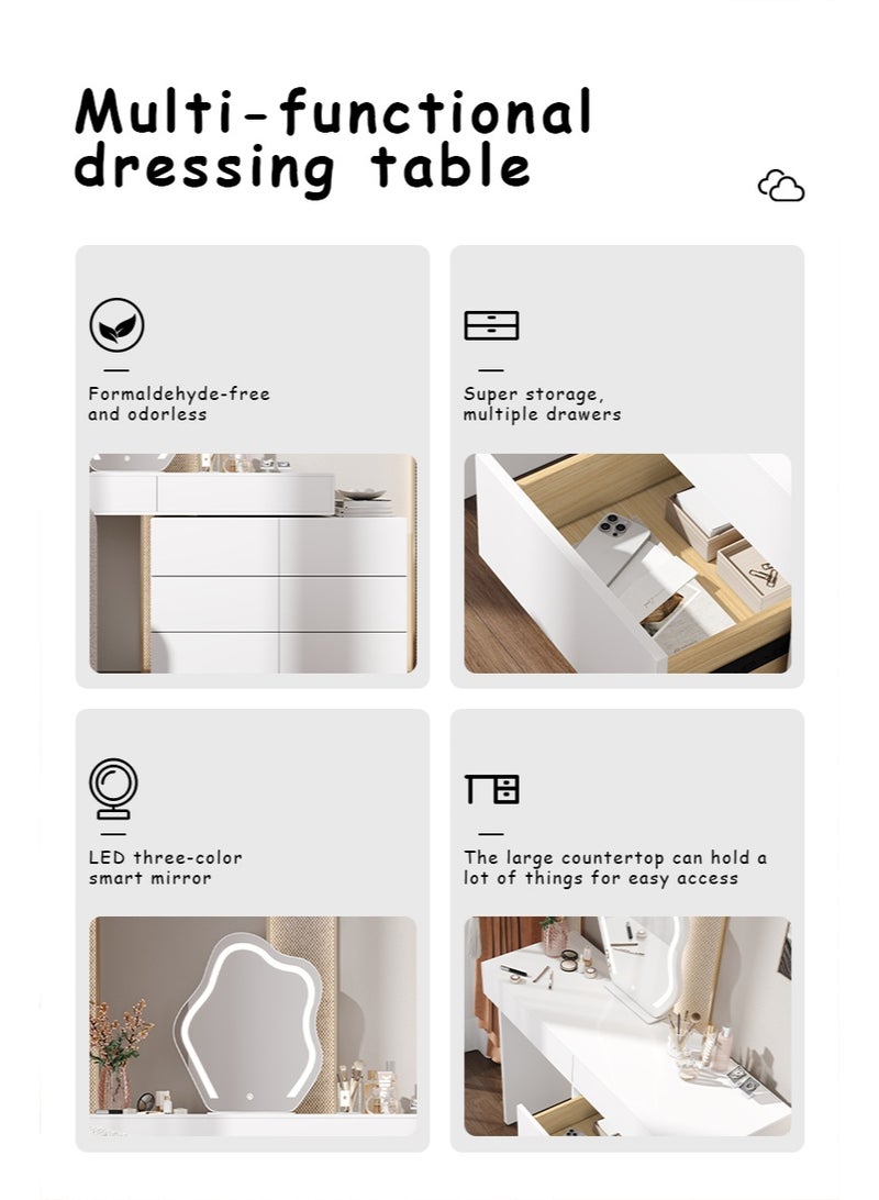 Zeno Elegant and Efficient Smart Dressing Table for Contemporary Living Spaces with LED on table and Mirror - Image 2