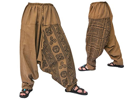 Siamrose Baggy Yoga Harem Pants for Men and Women, Wide Leg Lounge Trousers, 2 Pockets, One Size (Beige) - Image 2