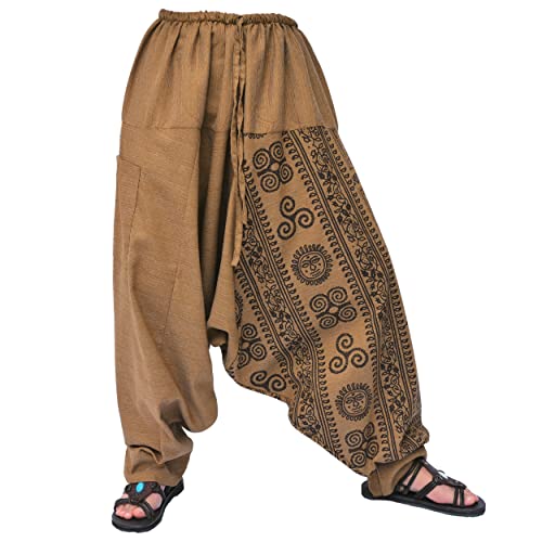 Siamrose Baggy Yoga Harem Pants for Men and Women, Wide Leg Lounge Trousers, 2 Pockets, One Size (Beige) - Image 3