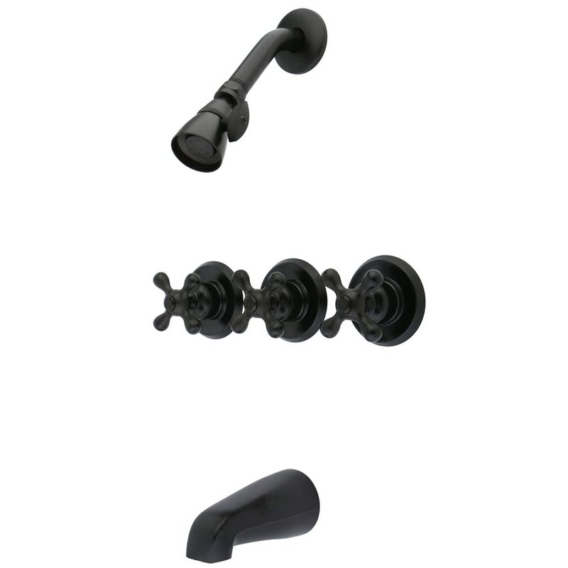 Kingston Brass KB235AX Tub and Shower Faucet with 3Cross Handle Oil Rubbed Bronze5Inch Spout Reach