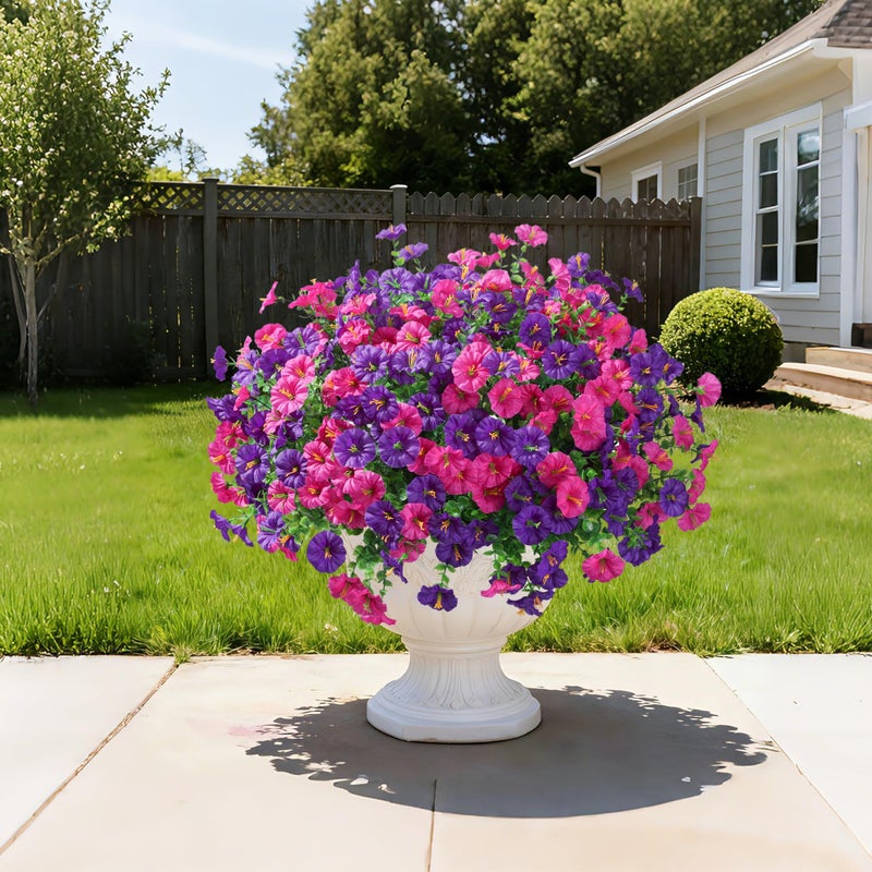 Ivydale 24 Bundles Artificial Flowers for Outdoors Spring Summer Porch Decor, Faux Petunias Plants Outdoor Realistic UV Resistant Silk Flowers for Outside Planters Patio Window Garden Yard Home - Image 4