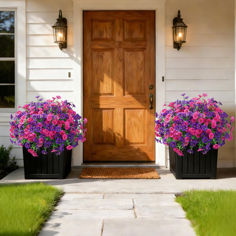 Ivydale 24 Bundles Artificial Flowers for Outdoors Spring Summer Porch Decor, Faux Petunias Plants Outdoor Realistic UV Resistant Silk Flowers for Outside Planters Patio Window Garden Yard Home - Image 3