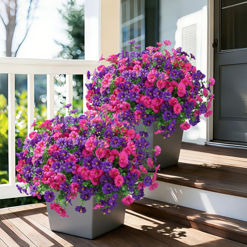 Ivydale 24 Bundles Artificial Flowers for Outdoors Spring Summer Porch Decor, Faux Petunias Plants Outdoor Realistic UV Resistant Silk Flowers for Outside Planters Patio Window Garden Yard Home - Image 2
