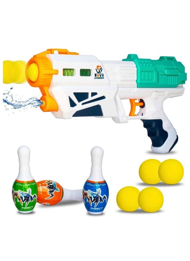 TOY GARDEN 2-in-1 Bowling & Water Shooting Elite Toy Set | Soft Foam Balls, Bowling Pins & Magic Blaster Water Spray Gun for Kids Ages 3+  - Image 1