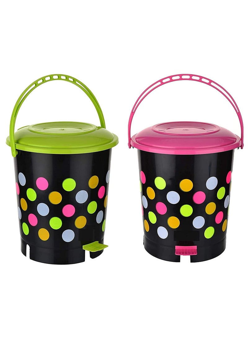 AIR O MATIC AIR O MATIC New Modern Lightweight Pedal Dustbin for Home and Office 12 LTR PinkGreen 2 PCS  - Image 1