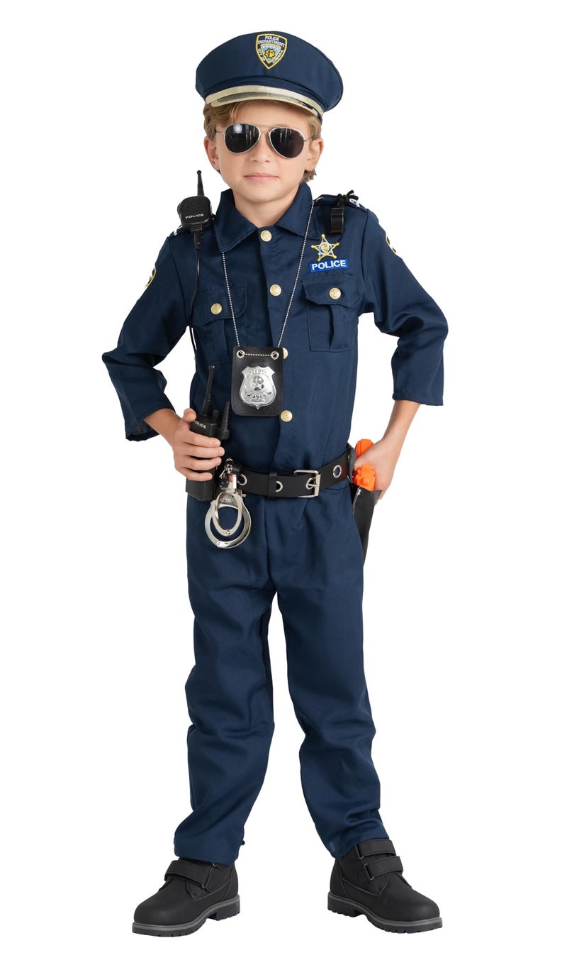 Dress Up America Police Costume for Kids â€“ Realistic Cop Uniform with Shirt, Pants, Hat & Accessories - Halloween Costume - Image 1