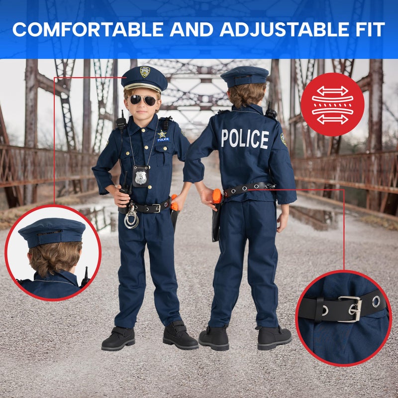 Dress Up America Police Costume for Kids â€“ Realistic Cop Uniform with Shirt, Pants, Hat & Accessories - Halloween Costume - Image 3