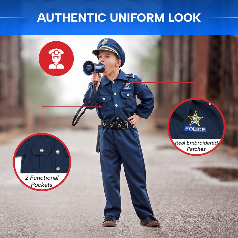Dress Up America Police Costume for Kids â€“ Realistic Cop Uniform with Shirt, Pants, Hat & Accessories - Halloween Costume - Image 4