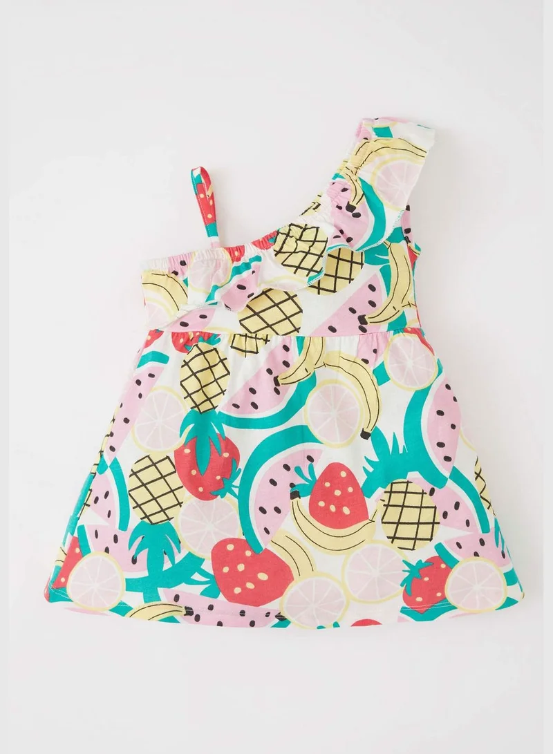 DeFacto Regular Fit One Shoulder Floral Print Mini Skirt