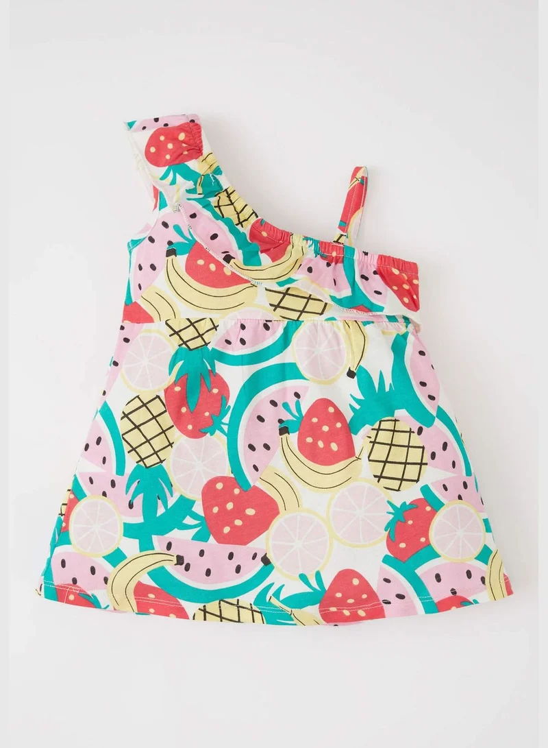 DeFacto Regular Fit One Shoulder Floral Print Mini Skirt