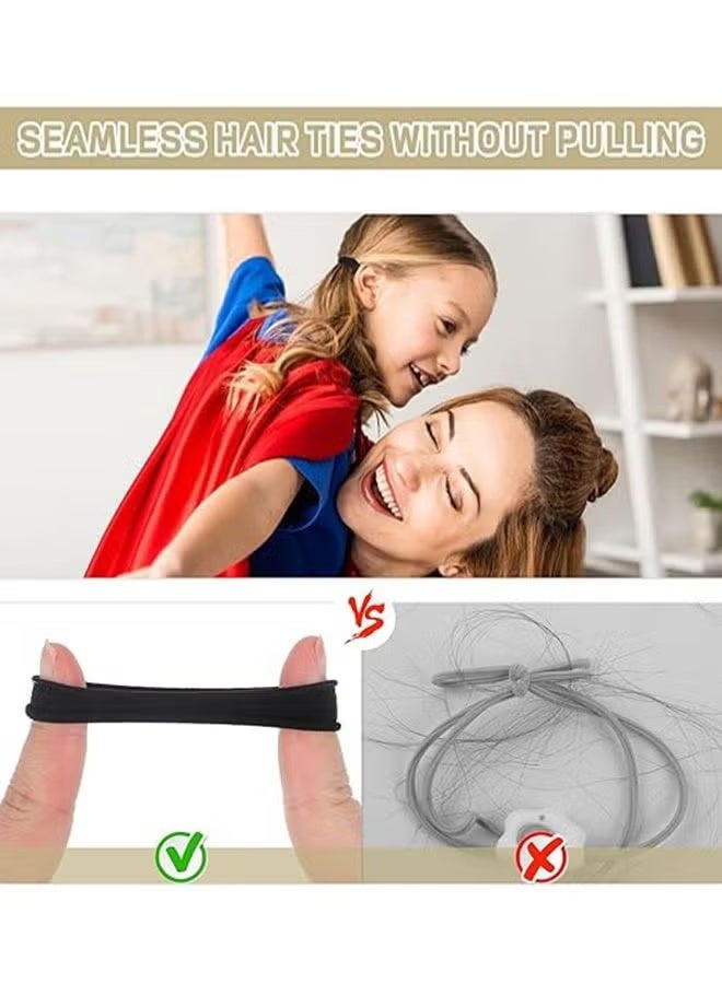 100 Pcs Black Hair Ties, No Crease Elastic Seamless Hair Bands, Not Damage for Thick Hair, Ponytail Holders for Women Girls Kids Men, Headbands, Scrunchies, Hair Elastics - Image 4