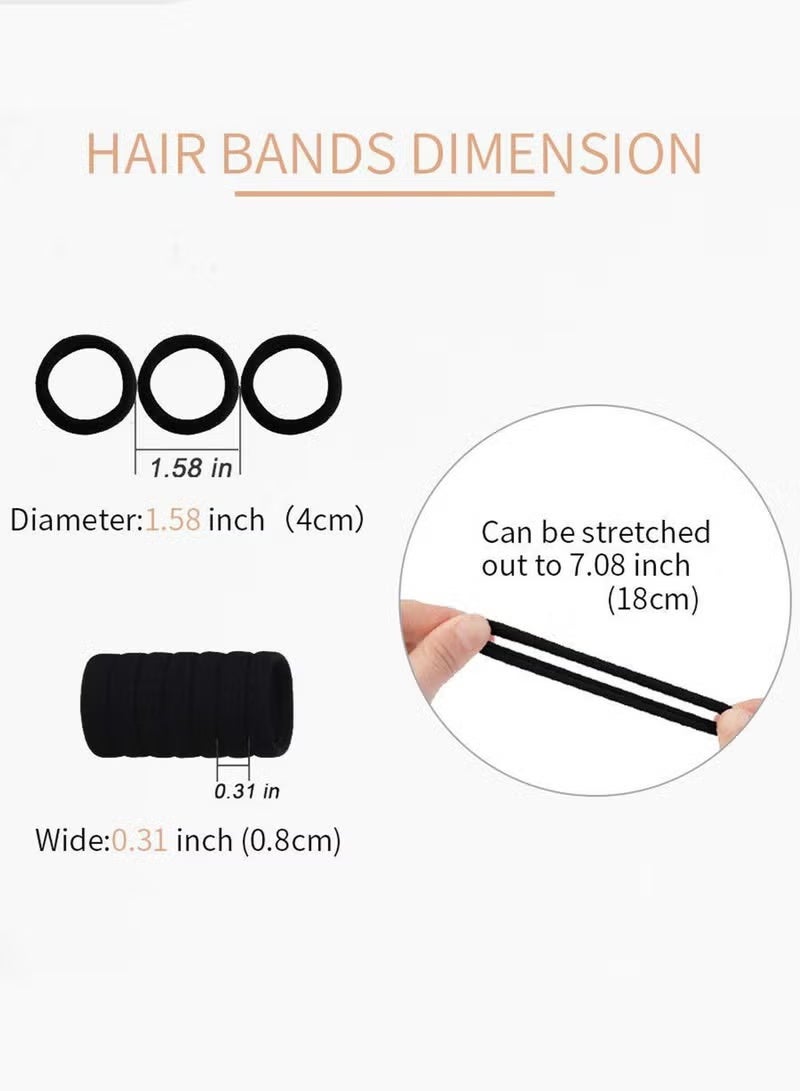 100 Pcs Black Hair Ties, No Crease Elastic Seamless Hair Bands, Not Damage for Thick Hair, Ponytail Holders for Women Girls Kids Men, Headbands, Scrunchies, Hair Elastics - Image 3