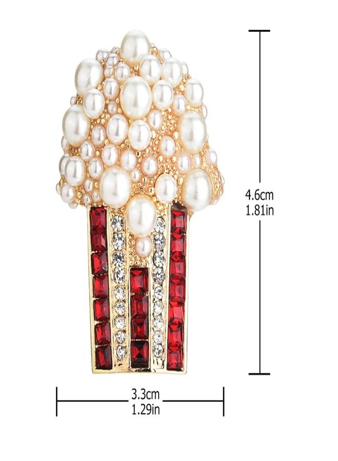 PACKOVE 3Pcs Crystal Brooch Pin Food Lapel Pin Popcorn Brooch Cute Brooch Pins Clothes Brooch Pin Rhinestone Brooches For Women - Image 2
