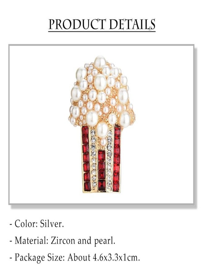 PACKOVE 3Pcs Crystal Brooch Pin Food Lapel Pin Popcorn Brooch Cute Brooch Pins Clothes Brooch Pin Rhinestone Brooches For Women - Image 4