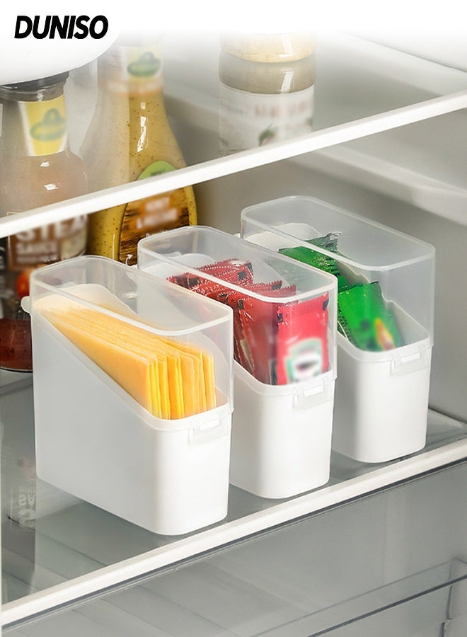 DUNISO 3 Pack Cheese Slice Holder with Flip Lid,Multifunctional Cheese Container for Fridge, Plastic  Storage Organizer For Tea Bag and Cheese - Image 1