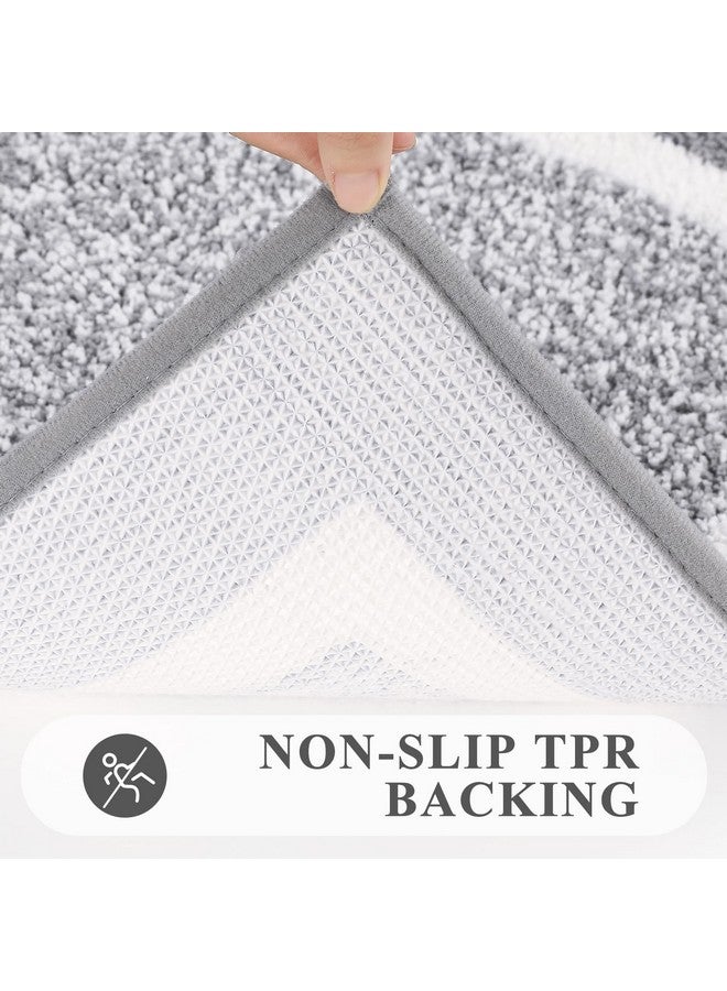 Pauwer Bathroom Rug Mat Set 3 Piece, Microfiber Shaggy Bath Set, Non-Slip Ultra Soft Carpet Mats, Absorbent with U-Shaped Toilet for Bathroom, Tub, Shower, Light Grey - Image 3