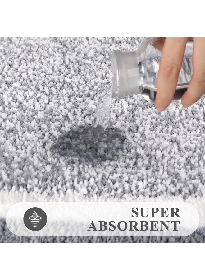 Pauwer Bathroom Rug Mat Set 3 Piece, Microfiber Shaggy Bath Set, Non-Slip Ultra Soft Carpet Mats, Absorbent with U-Shaped Toilet for Bathroom, Tub, Shower, Light Grey - Image 4