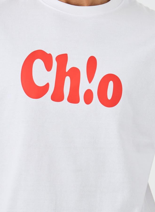 Styli Slogan Print Crew Neck Oversized T-Shirt