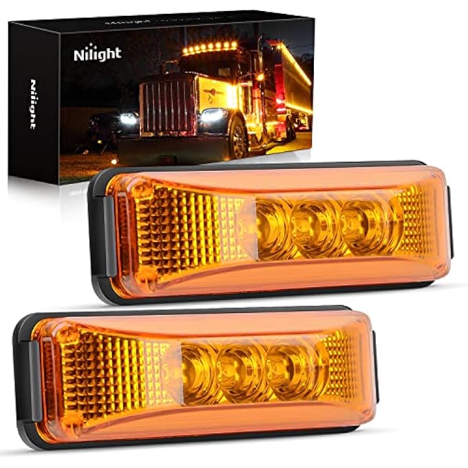 Nilight Tl16 2Pcs 39 Inch 3 Led Truck Trailer Amber Light Front Rear Led Side Marker Lights Clearance Indicator Lamp Optimal Sealed Waterproof Surface Mounted Led Marker Light - Image 2