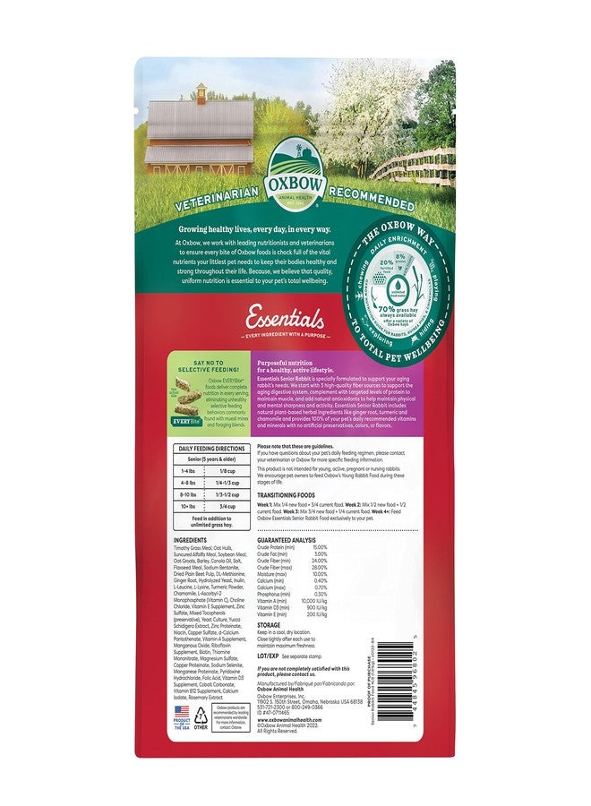 Oxbow Essentials Senior Rabbit Food, Alfalfa-Based Rabbit Pellets for Older Bunnies, High Fiber, Vitamin & Mineral Rich, Vet Formulated, Healthy Rabbit Diet for Adult Rabbits, Made in USA, 4 lb Bag - Image 2