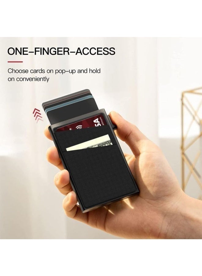 Credit Card Holder Pop Up RFID with Money Pocket Security Slim Metal Bank Card for Men and Women Up to Hold 10+Cards - Image 3