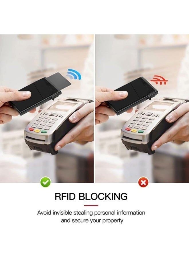 Credit Card Holder Pop Up RFID with Money Pocket Security Slim Metal Bank Card for Men and Women Up to Hold 10+Cards - Image 4