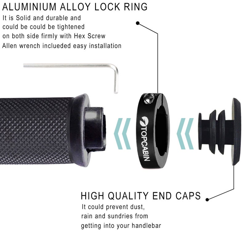 TOPCABIN® Double Lock on Locking Bicycle Handlebar Grips Cycle Bicycle Mountain Bike BMX Floding (Black) - Image 3
