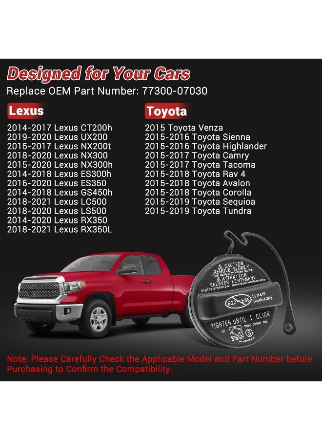 YITHSWAY Replace 77300-07030 77300-53030 Gas Cap,Fuel Cap Fits Toyota 2015 Venza 2015-2016 Highlander Sienna 2015-2017 Tacoma Camry 2015-2018 Rav 4 Corolla Avalon 2015-2019 Tundra Sequioa 77300-53020,More. - Image 2